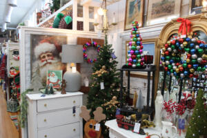 Christmas decorations fill a space inside Camas Antiques in downtown Camas, Saturday, Nov. 23, 2024. (Kelly Moyer/Post-Record)