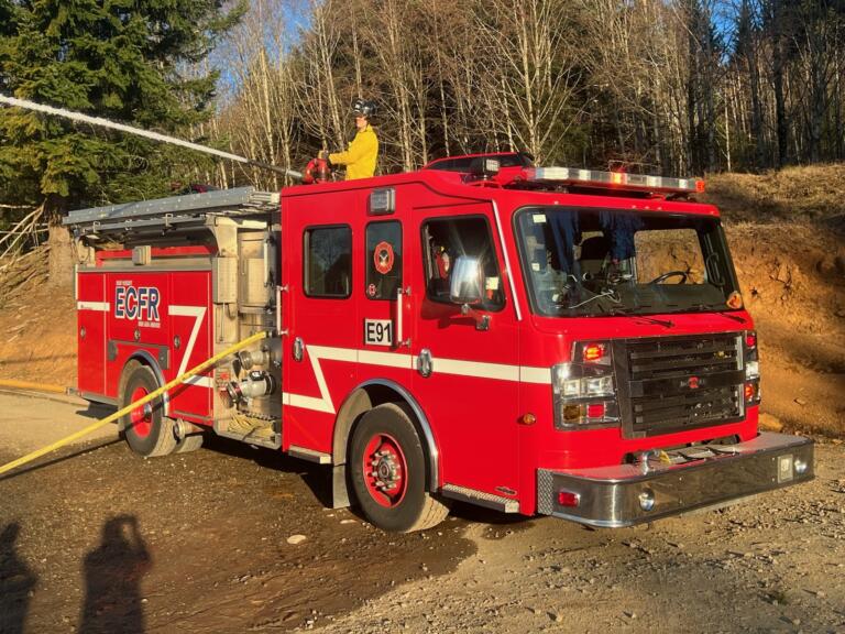 East County Fire and Rescue fire crews respond to a structure fire at 30317 N.E. Livingston Mountain Circle in Camas on Sunday, Jan. 26, 2025.