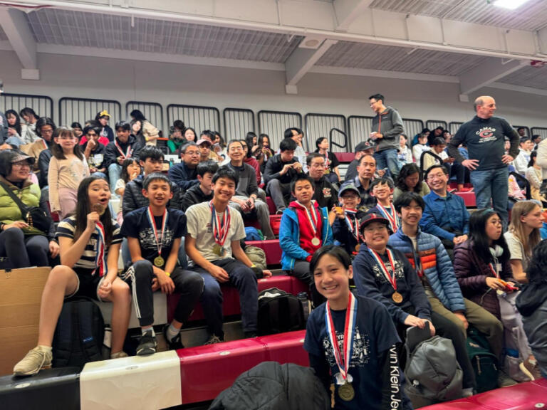Washington state Science Olympiad teams, including the Skyridge Middle School&rsquo;s Team Aron from Camas, await the results of the 2025 Washington state Science Olympiad tournament held April 12, at Central Washington University in Ellensburg.