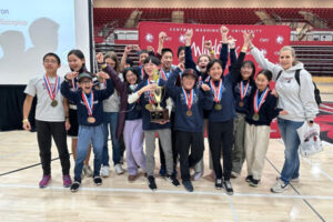 Skyridge Middle School’s Team Aron celebrates April 12 at Central Washington University in Ellensburg after winning first place in the state Science Olympiad tournament. The Camas middle school team will compete at the national Science Olympiad competition May 23-24 in Lincoln, Neb. (Contributed by Jamie Kim family)