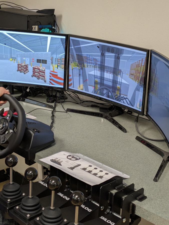 The Washougal School District bought the SimLog Forklift Simulator with money from a federal grant program. (Contributed by the Washougal School District)