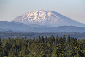 Mount St. Helens, seen here from Ridgefield in 2022, continues to draw interest 45 years after its cataclysmic 1980 eruption. (Taylor Balkom/The Columbian files)