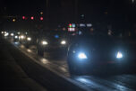 Motorists with bright headlights navigate an intersection near Vancouver Mall on Feb. 26, 2020. U.S. Rep. Marie Gluesenkamp Perez, D-Skamania, says something needs to be done about overly bright headlights. (Amanda Cowan/The Columbian files)