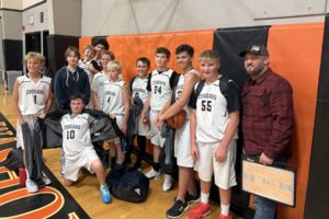 Canyon Creek Middle School boys basketball players pose for a photo after a game at Washougal High School. (Photos courtesy of the Washougal School District)