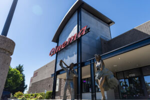 Statues stand outside Battle Ground Cinema on July 3, 2024. Costs for summer delights will be a mixed bag this year, as some things, such as movie theater ticket prices, have remained steady nationally this year. (Taylor Balkom/The Columbian files)