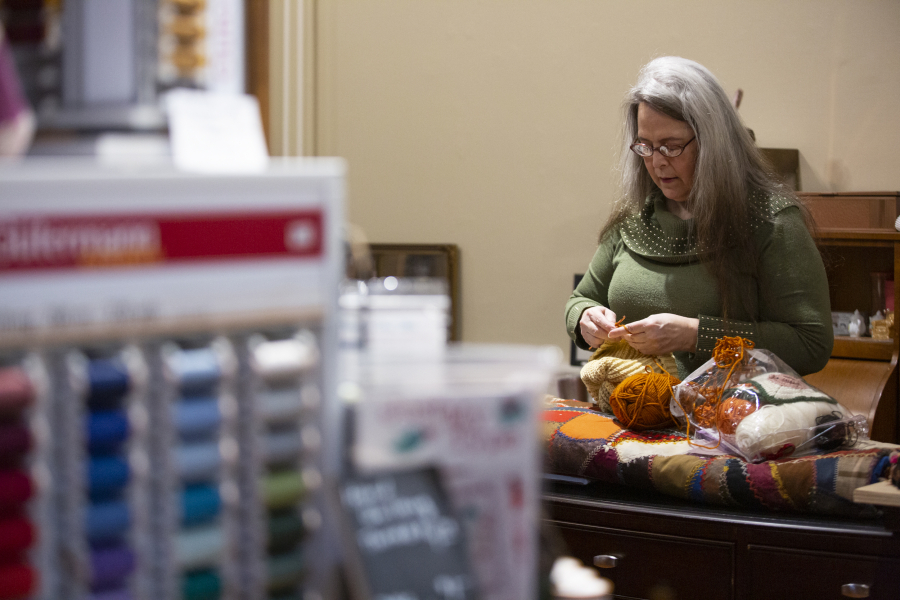 Trudy Whitenack of Brush Prairie, left, joins daughter Tammie Eckert while shopping at Joann Fabric and Crafts in Orchards earlier this year during the company’s closing sale. (Amanda Cowan/The Columbian files)