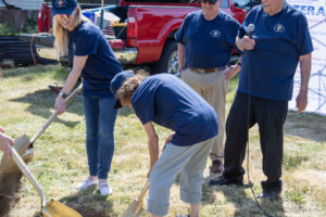 Dignitaries use gold shovels Tuesday during a groundbreaking ceremony for America for Veterans Foundation’s 32-unit residential community for women veterans. (Photos by Taylor Balkom/The Columbian)