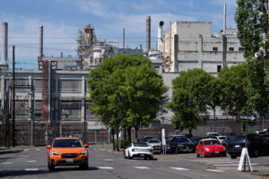 A new report from an environmental watchdog group claims greenhouse gas emissions from paper mills using older boilers are significantly underreported. The Georgia-Pacific mill in Camas, seen here on June 10, 2025, was included in the report, although the company said it has replaced the mill’s boiler. (Amanda Cowan/The Columbian)