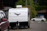 A recreational vehicle is parked on a side street in Camas on Friday, June 20, 2025. A new city ordinance limits RV parking, storage and occupancy on public and private properties in Camas. (Amanda Cowan/The Columbian)