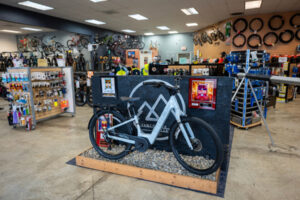 An electric-assist bicycle is displayed inside Vancouver Cyclery. (Taylor Balkom/The Columbian files)