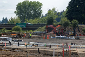 Construction is underway for a new multifamily housing development in northeast Vancouver, as seen June 23. Clark County’s population continues to grow but at a slower pace, according to recent estimates from the Washington State Office of Financial Management. (Amanda Cowan/The Columbian files)
