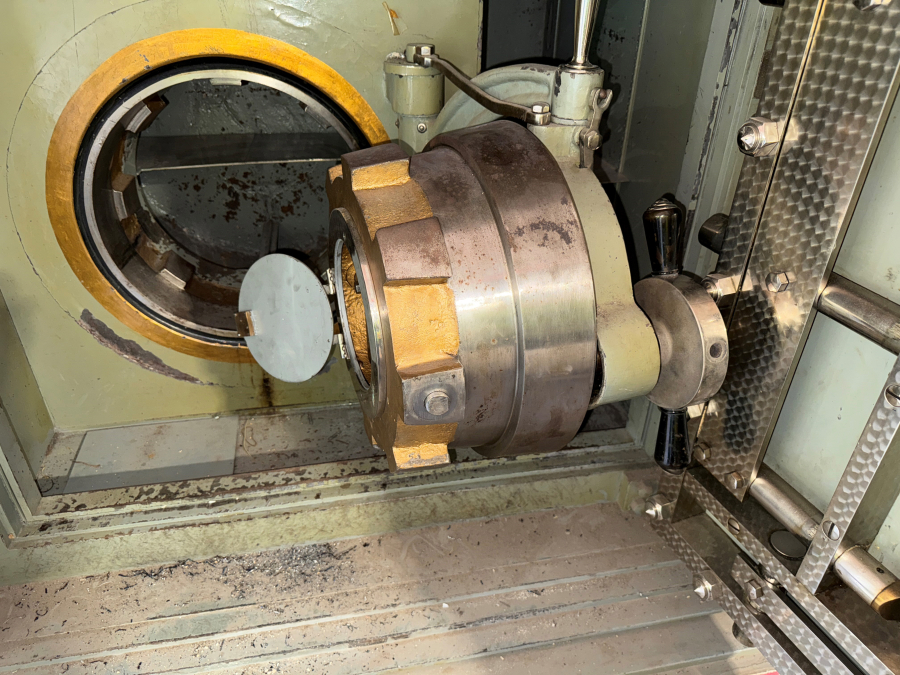The innermost Diebold &ldquo;cannonball&rdquo; safe. &ldquo;You can see how thick it is,&rdquo; Dave McOmie said. &ldquo;A monster. I&rsquo;ve drilled about a half-dozen, and none of them went well.&rdquo; Fortunately, he found Frank Sinatra&rsquo;s unlocked. (Photo contributed by Dave McOmie)