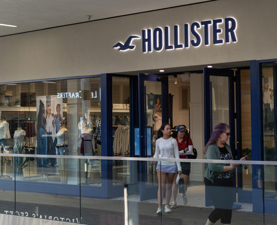 Shoppers walk in front of Hollister at Vancouver Mall on Wednesday, Aug. 13, 2025. Back-to-school shopping is off to a quick start, according to the National Retail Federation. (Photos by Taylor Balkom/The Columbian)