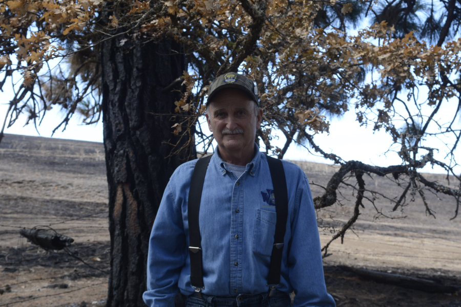 Charlie Deach, 76, president of the Columbia Grange, saved the hall from the Burdoin Fire in July. (Emily Rogers/The Columbian)