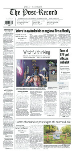 Thursday, Oct. 30th, 2025 Camas-Washougal Post-Record newspaper front page