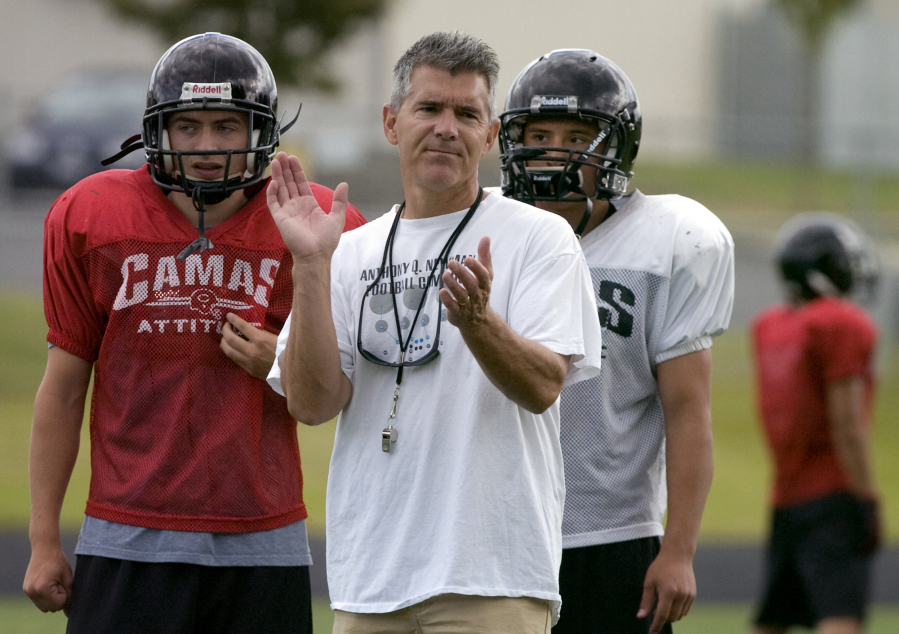 Jon Eagle coaching Camas in 2008. (The Columbian files)