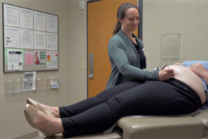 Alexandra Silverman, a midwife at Vancouver Clinic, provides care for a pregnant patient in October 2024. (Contributed by Vancouver Clinic)