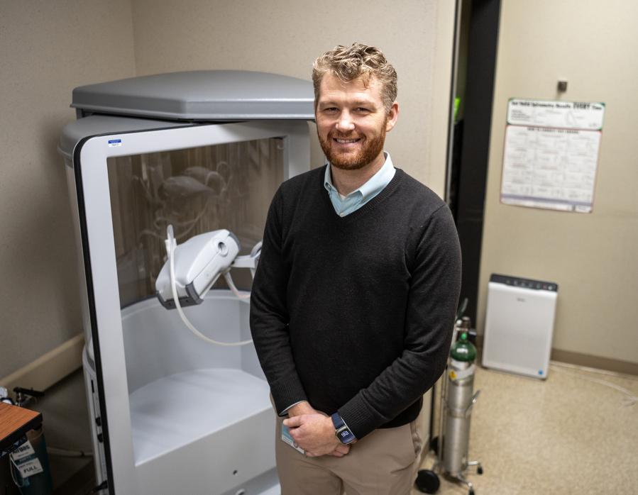 Pulmonologist Dr. Nicholas Wysham stands for a portrait  Monday at Vancouver Clinic. November is Lung Cancer Awareness Month. (Taylor Balkom/The Columbian)