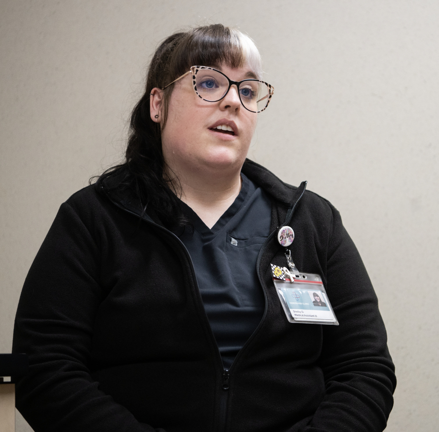 Lung cancer screening program coordinator Shelby De La Cruz talks about lung cancer screenings Monday at Vancouver Clinic. November is Lung Cancer Awareness Month. (Taylor Balkom/The Columbian)