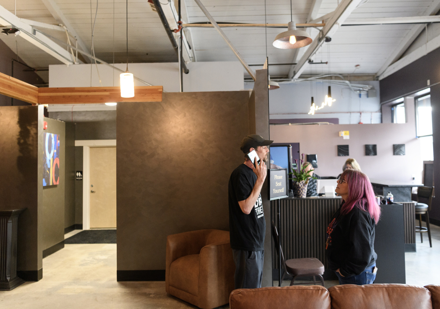 Owners John, left, and Dianna Gray are prepare to open Drop The Mic in Camas, Clark Count&rsquo;s first family-friendly karaoke venue. (Taylor Balkom/The Columbian)