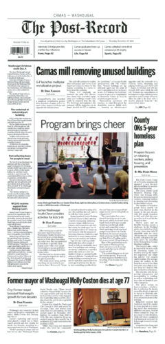 Thursday, Nov. 27th, 2025 Camas-Washougal Post-Record newspaper front page