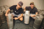 Black Drongo Brewery co-founders Devin Nail, left, and Tim Smith pose for a photo at their Yilan City, Taiwan, brewery. (Contributed by Black Drongo Brewery)