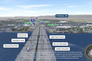 An illustration shows plans for a fixed-span, replacement Interstate 5 Bridge. (Contributed illustration)