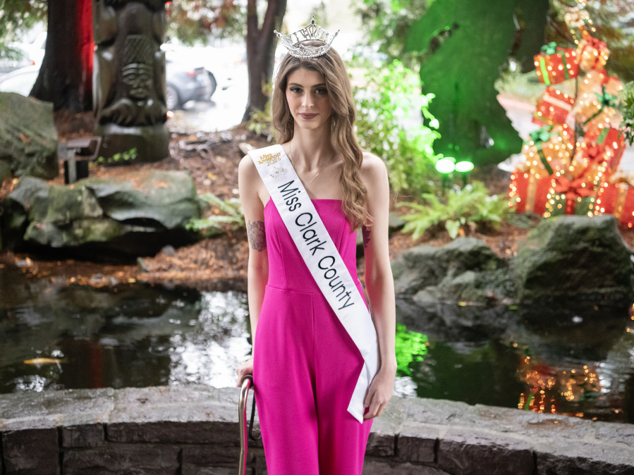 May Dearing, Miss Clark County 2026, stands for a portrait on Tuesday at The Heathman Lodge in Vancouver.