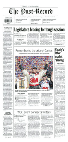 Thursday, Dec. 25th, 2025 Camas-Washougal Post-Record newspaper front page