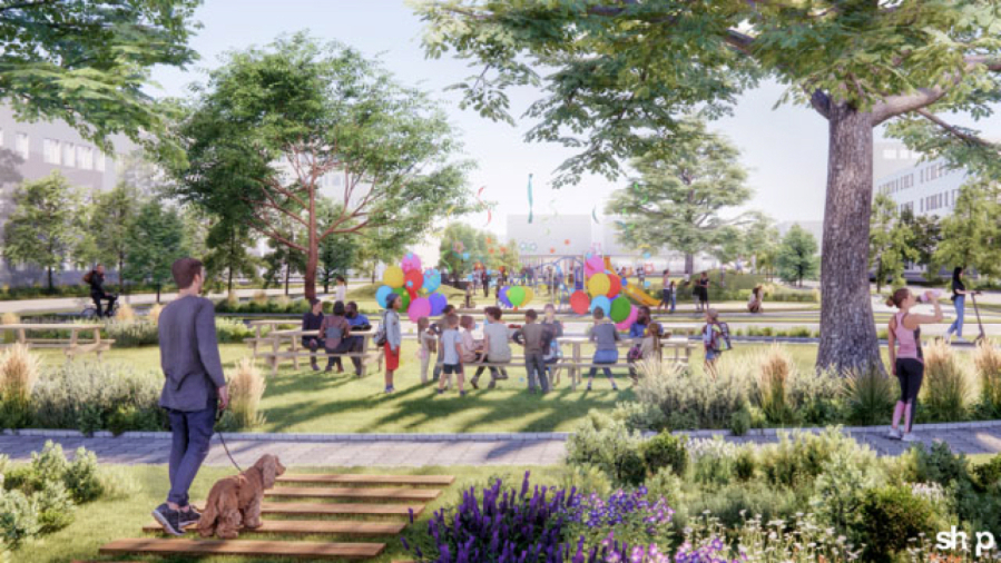 The 179-acre Vancouver Innovation Center is a planned, mixed-use development in east Vancouver that will have a mix of residential, commercial, retail and light industrial uses, as well as parks, an elementary school and green spaces, connected by a network of multimodal roads and paths. (Contributed by SHoP Architects)