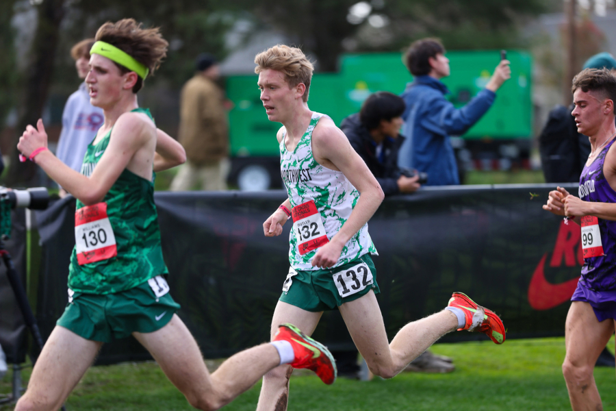 Cohen Butler of Camas (132) runs in the Nike Cross Nationals 5,000-meter men&rsquo;s
championship race on Saturday at Glendoveer Golf Course in Portland. He posted a time of 15 minutes, 59.2 seconds. (Ken Martinez/West Coast XC)