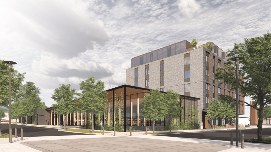 Construction will begin on FVRLibraries&rsquo; new Washougal library facility, shown above in a design rendering, in summer 2026. (Contributed by FVRLibraries)