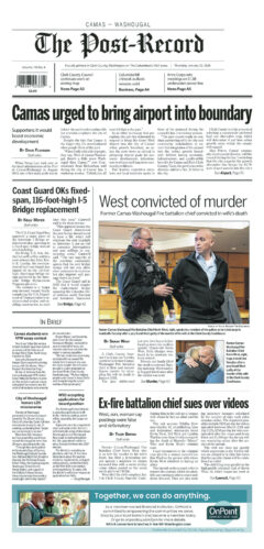 Thursday, Jan. 22nd, 2026 Camas-Washougal Post-Record newspaper front page