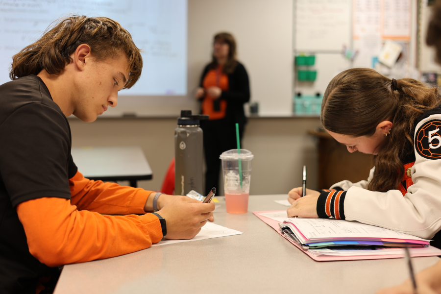 Washougal High School Advanced Placement calculus students learn about graphing and comparing types of mathematical functions in an undated photo. AP classes are funded by a local property tax levy. (Contributed by the Washougal School District)