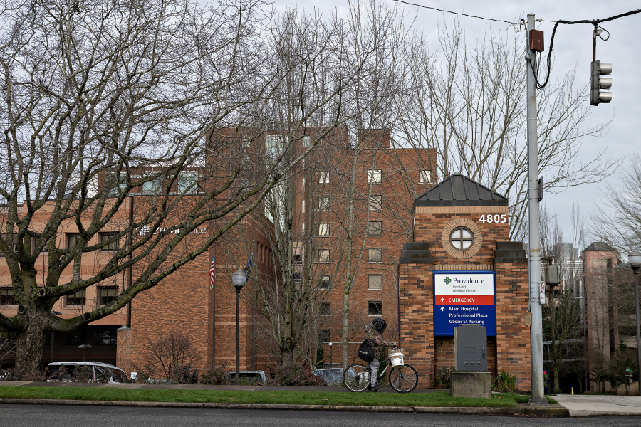 Providence Portland Medical Center is pictured along Northeast Glisan Street on Jan. 9. Some local residents have been crossing the bridge into Oregon for specialty care. (Amanda Cowan/The Columbian)