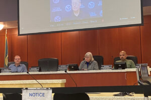 Public Lands Commissioner Dave Upthegrove joined the Clark County Council via teleconference Wednesday for a discussion on managing state forest lands. (Shari Phiel/The Columbian)