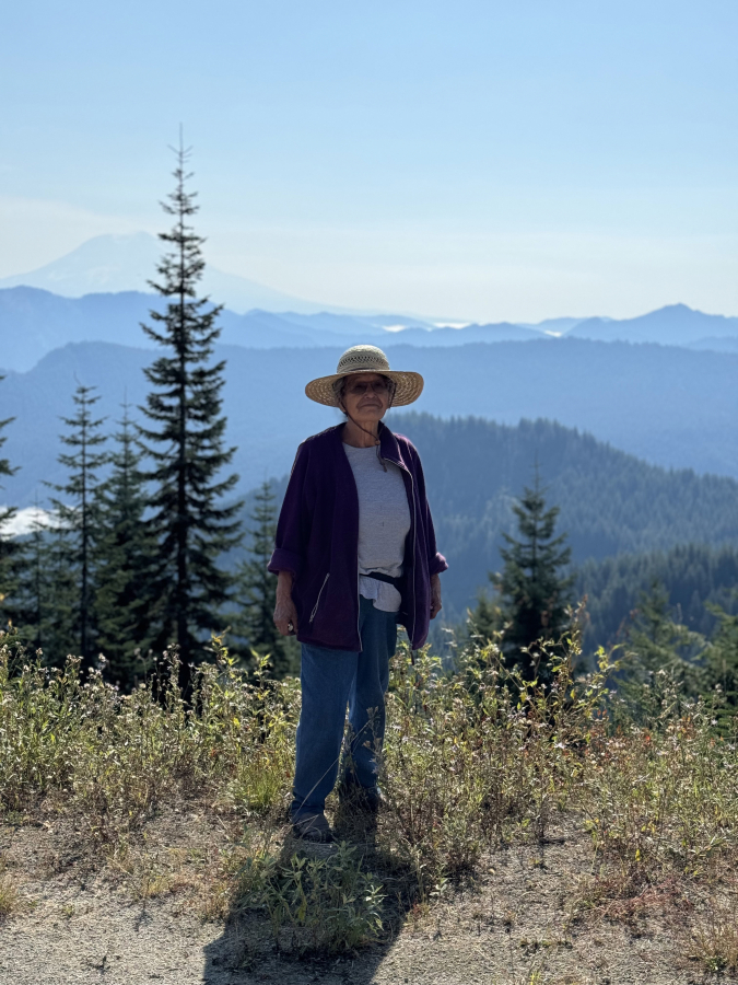 Scientist Elaine Harvey&rsquo;s mother &mdash; Goldendale resident Cynthia Espirito, a member of the Yakama Nation &mdash; enjoys huckleberry picking Sept. 2. (Contributed by Elaine Harvey)