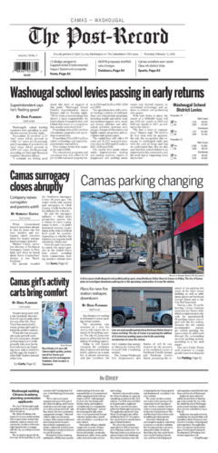 Thursday, Feb. 12th, 2026 Camas-Washougal Post-Record newspaper front page