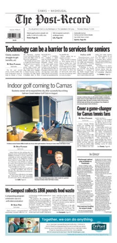 Thursday, Feb. 19th, 2026 Camas-Washougal Post-Record newspaper front page