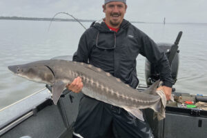 There has been no sturgeon retention in the lower Columbia for years, a fact that has driven the heavy traffic in the Bonneville retention season. (Photo by Bob Rees)