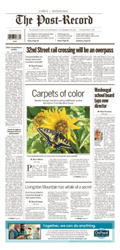 Thursday, March 19th, 2026 Camas-Washougal Post-Record newspaper front page