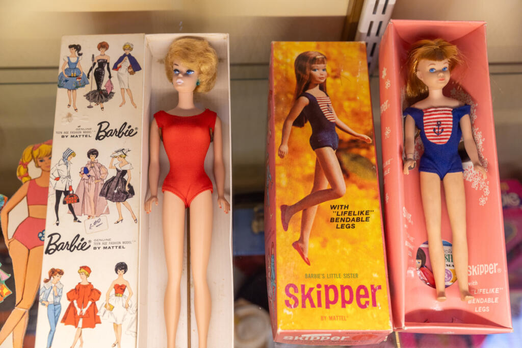 Vintage Barbie dolls and accessories are displayed at the Two Rivers Heritage Museum in Washougal. (Bre Johnson/The Columbian)