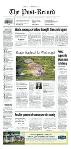 Thursday, April 16th, 2026 Camas-Washougal Post-Record newspaper front page