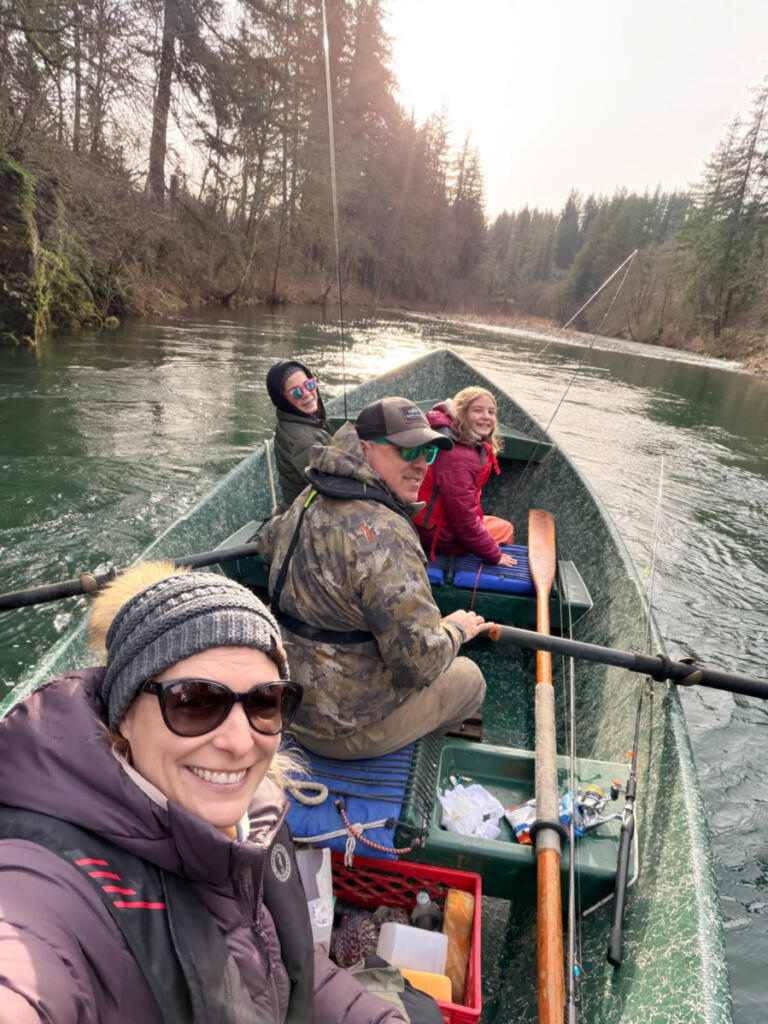 A family enjoys a trip for winter steelhead on the Washougal River. Generations of local anglers have fished the Washougal for decades, and are upset that the Skamania Hatchery is being shut down by the state. (Photo courtesy of Harry Barber)