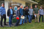 Participants in a meeting with Rep. Marie Gluesenkamp Perez, D-Skamania, center in plaid shirt, pose for a picture at the Skamania Hatchery.
From left: Skamania County councilor Brian Nichols and his friend; local anglers Andrew Dunworth and Harry Barber; Perez; Keith Hyde of NW Steelheaders; Nello Picinich, CCA; Clark County councilor and Ducks Unlimited policy director Matt Little; and local angler Ralph Ford. (Terry Otto for The Columbian)