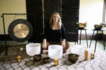 Andrea Kintzley, owner of Soul Space Wellness in Vancouver, learned how to play the crystal singing bowls a few years ago. Now she offers group and private sound bath sessions as well as reiki, a form of energy healing. (Taylor Balkom/The Columbian)