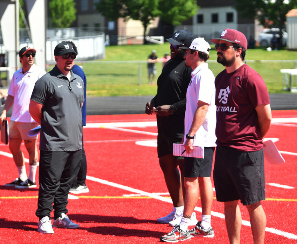Recruiters and coaches from more than 20 college football programs, from NCAA Division I through NAIA, attended the Washington State Football Coaches Association College Showcase event on Sunday at Camas High School.