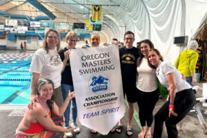 Members of the Camas Goldfish Masters swimming team pictured are (from left) Sarah Dunn, Kelly Dean, Nancy Vincent, Angela Fladlovich, Brian Vincent, Lauren Wickholm and Christie Seumalo.