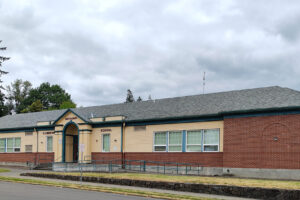 City staff members, teachers, students and volunteers will paint a mural, depicting a map of the United States, in June outside Hathaway Elementary School in Washougal, pictured here. (Doug Flanagan/The Columbian)
