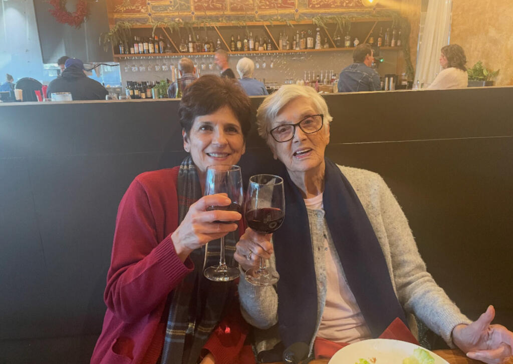Lynne Lyne and her mother, Jacque, celebrating Lyne&rsquo;s birthday. (Photo contributed by Lynne Lyne)